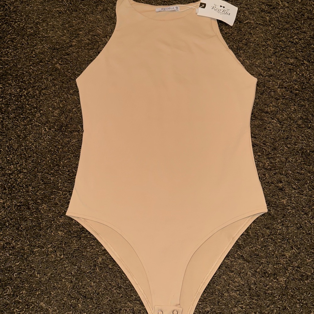Brand New Sexy Sleeveless Racer Back Tan Halter Bodysuit Tank Top
